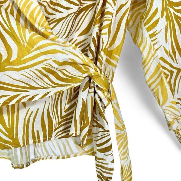 NEW Summum Woman Amsterdam Wrap Cotton Blouse Top EUR 40/ US 8 Palm Leaves Print - Picture 5 of 14